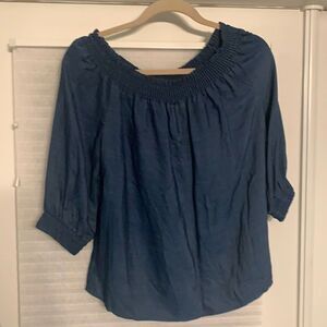 Galeries Lafayette Blue Off Shoulder Top Shirt Medium